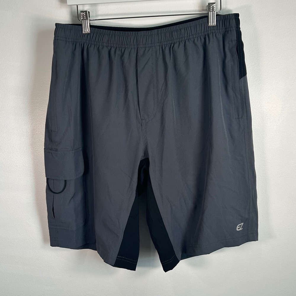 New EZRUN Gray Elastic Waist 3D Padded Mountain Bike Cycling Shorts Size L‎